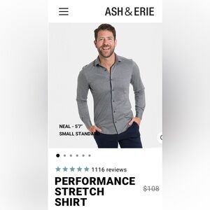 Ash & Erie Performance Men's Gray Cotton‎ Long Sleeve Shirt. Large.